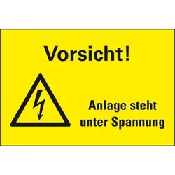 Aufkleber I Warn-Kombischild Vorsicht! Anlage steht unter Sp..., RoHS konform, Folie, 300x200mm