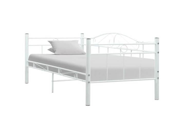 Lit simple pour adulte 90x200 cm 1 place-1 personne - OVONNI - Cadre de lit Contemporain de repos Blanc Métal
