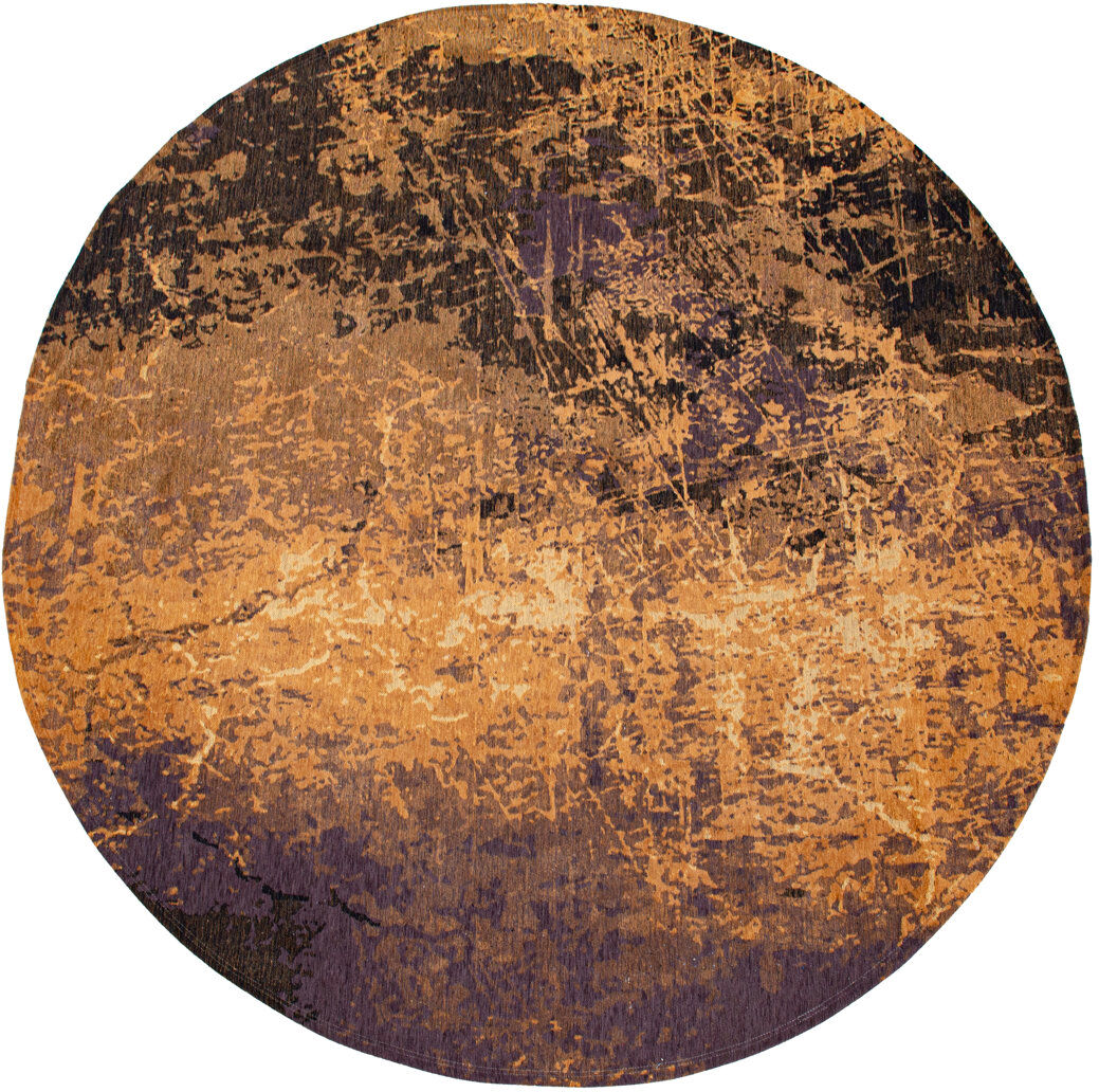 Louis de Poortere Mad Men Cracks Deep Mine Recycled P.E.T Area Rug Gold;Black Round 140cm