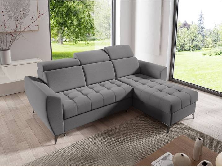 Beautysofa Ecksofa Aurora I 3-Sitzer mit Schlaffunktion in modernem Stil, Automatik zum Ausklappen vom Typ Delfin, Verstellbare Kopfstützen