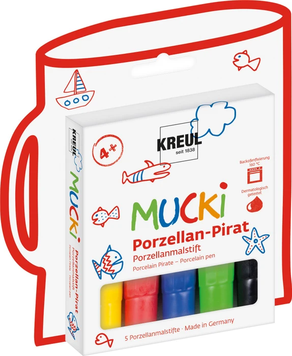 KREUL MUCKI Pirat Porzellanstifte farbsortiert 2,0 - 5,0 mm, 5 St.