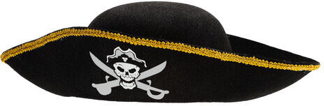 Dreispitz "Piratin-Totenkopf", schwarz/gold