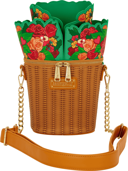 Loungefly Figural Flower Basket Crossbody Bag - Polyurethane, Adjustable Strap, Crossbody