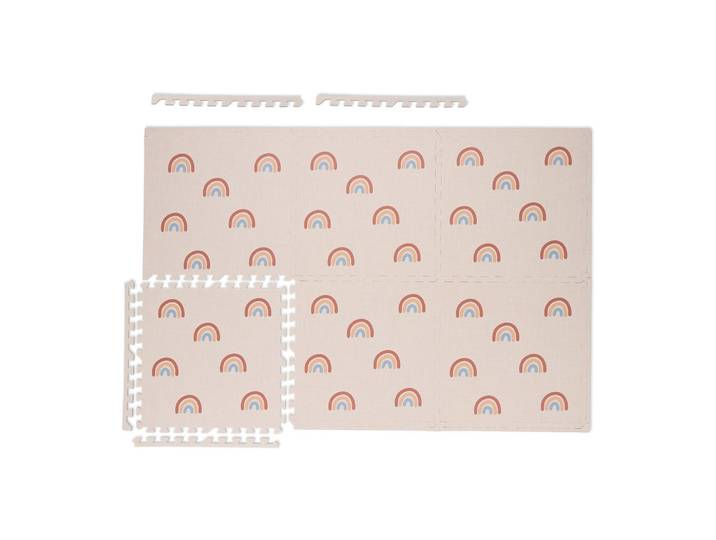 Relaxdays Spielmatte Rosa 6er-Set abwischbar 178x120,5 cm, Kunststoff, Zeichen/Symbole/Nummern/Buchstaben, 60x60 cm, Teppiche & Böden, Teppich, Kinderteppich