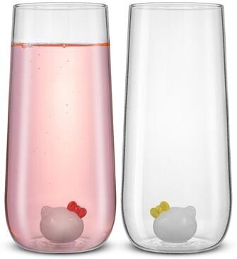 JoyJolt Hello Kitty® and Mimmy 3D Icon Tall Drinking Glasses 14 oz - Set of 2