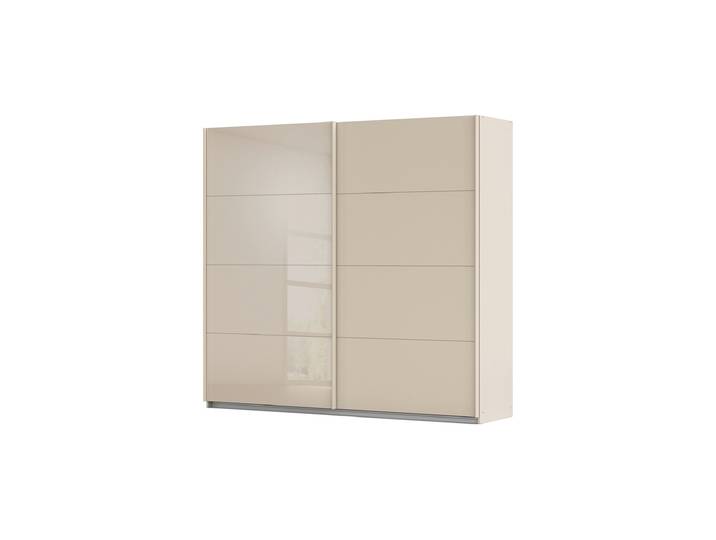 Schwebetürenschrank beige Glas 226 cm 2-türig - rauch - QUADRA