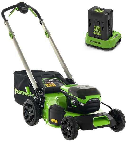 Greenworks GD60LM51SPK4 - Tondeuse à gazon autotractée à batterie - 60V/4Ah - Coupe 51 cm
