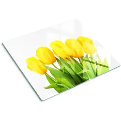 GLASPLATTE 60x52 cm Gelbe Tulpen