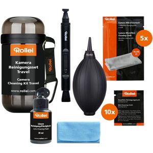 Rollei Travel Kamera-Reinigungsset, 20-teilig, für Kameraobjektiv, Filter, Linsen, Displays