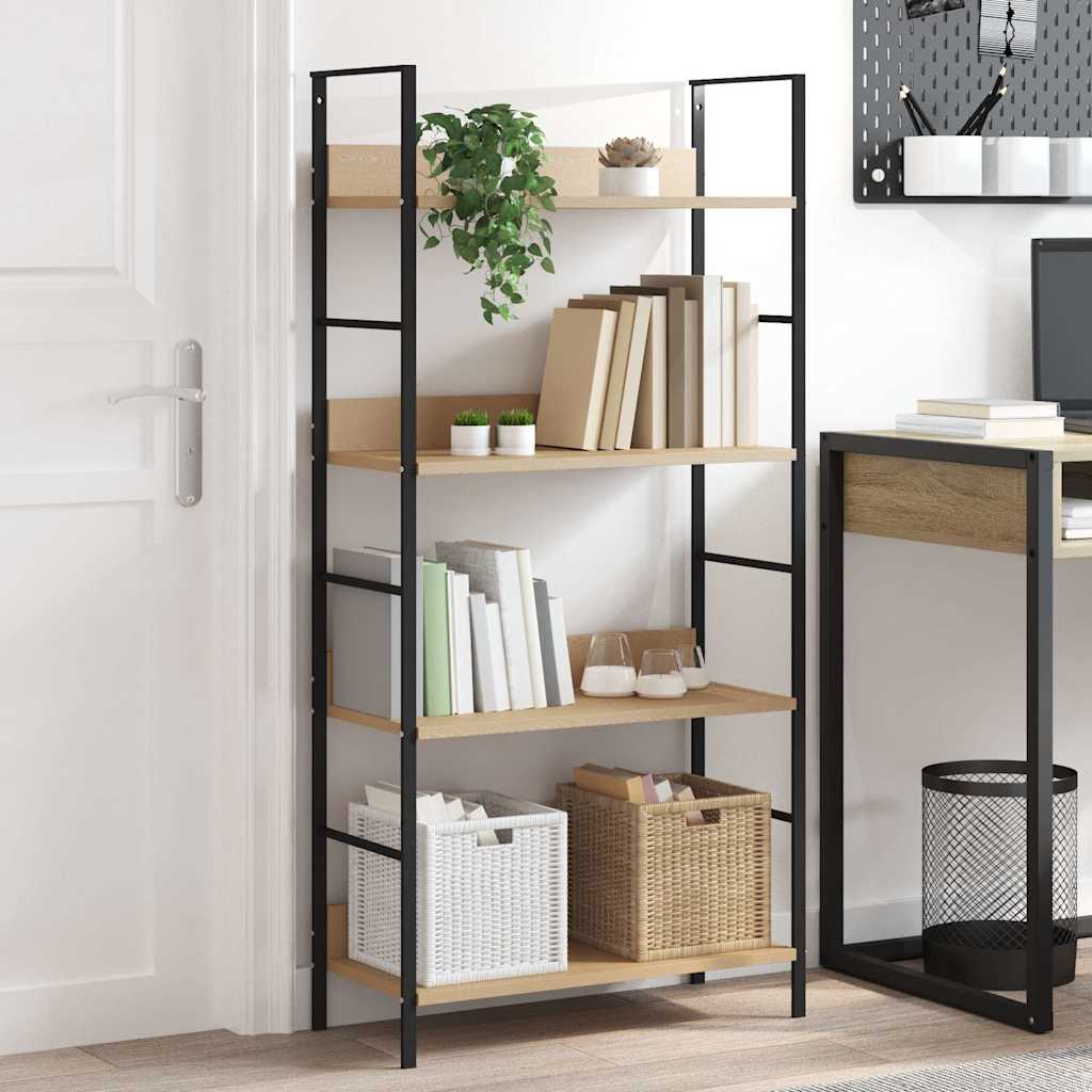 vidaXL Estantería de 4 niveles madera ingeniería roble 60x27,6x124,5cm Marrón