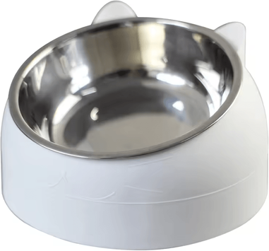 Inspire Curations ComfortTilt Stainless Steel Elevated Pet Bowl white 100ml