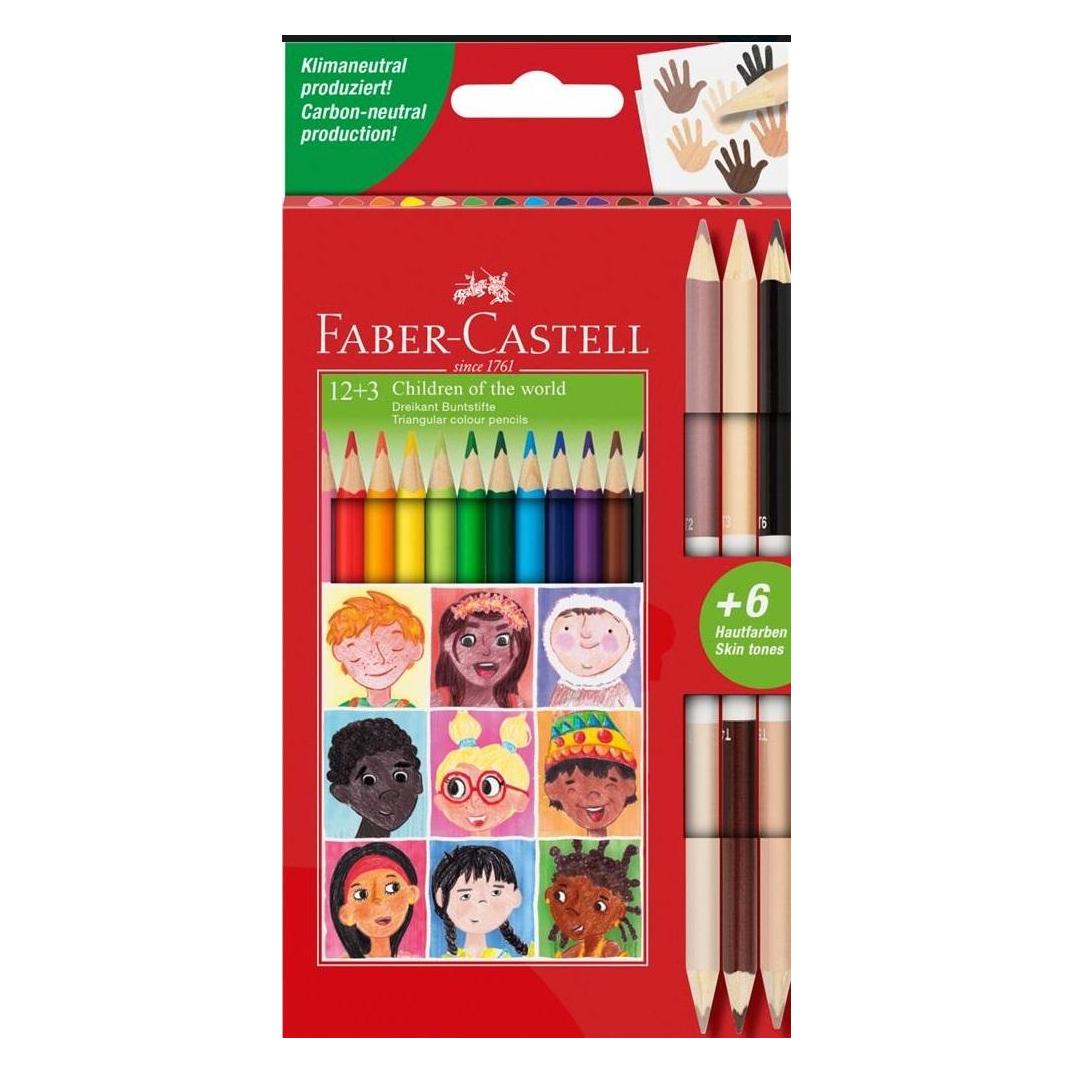 Faber-Castell Children of the World Dreieckige Buntstifte 12+3 Farben (15x) (52741533)