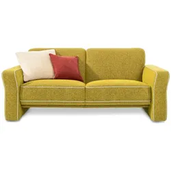 Segmüller Werkstätten Sofa 2-Sitzer groß Oskar02 Stoff Gelb