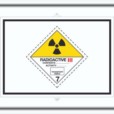 HB-Druck Aufkleber radioaktive Stoffe Radioactive Symbol III-GELB A4 (210x297mm)