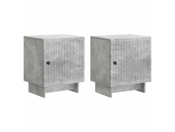 hliofuir Nachttisch 2er Set Betongrau 43x34,5x50 cm Holzwerkstoff Kompakter Beistelltisch im 2er Set für Schlafzimmer & Wohnzimmer. Betongrauer Holzwerkstoff mit praktischen Schubladen.