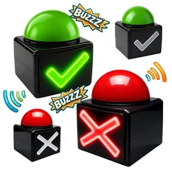 Relaxdays Buzzer mit Sound und Licht 4er Set Grün,Rot,Schwarz