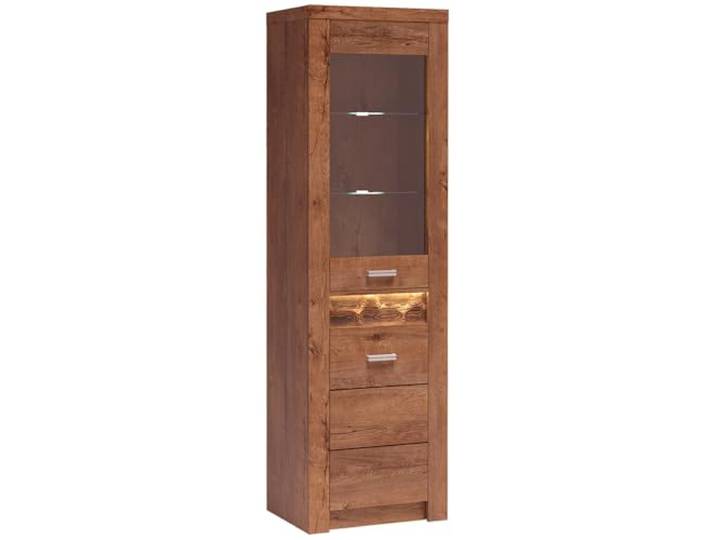 Lomadox Vitrinenschrank Vitrine Highboard Kommode Aufbewahrungsschrank Wohnzimmer Schrank modern in braun mit LED Beleuchtung