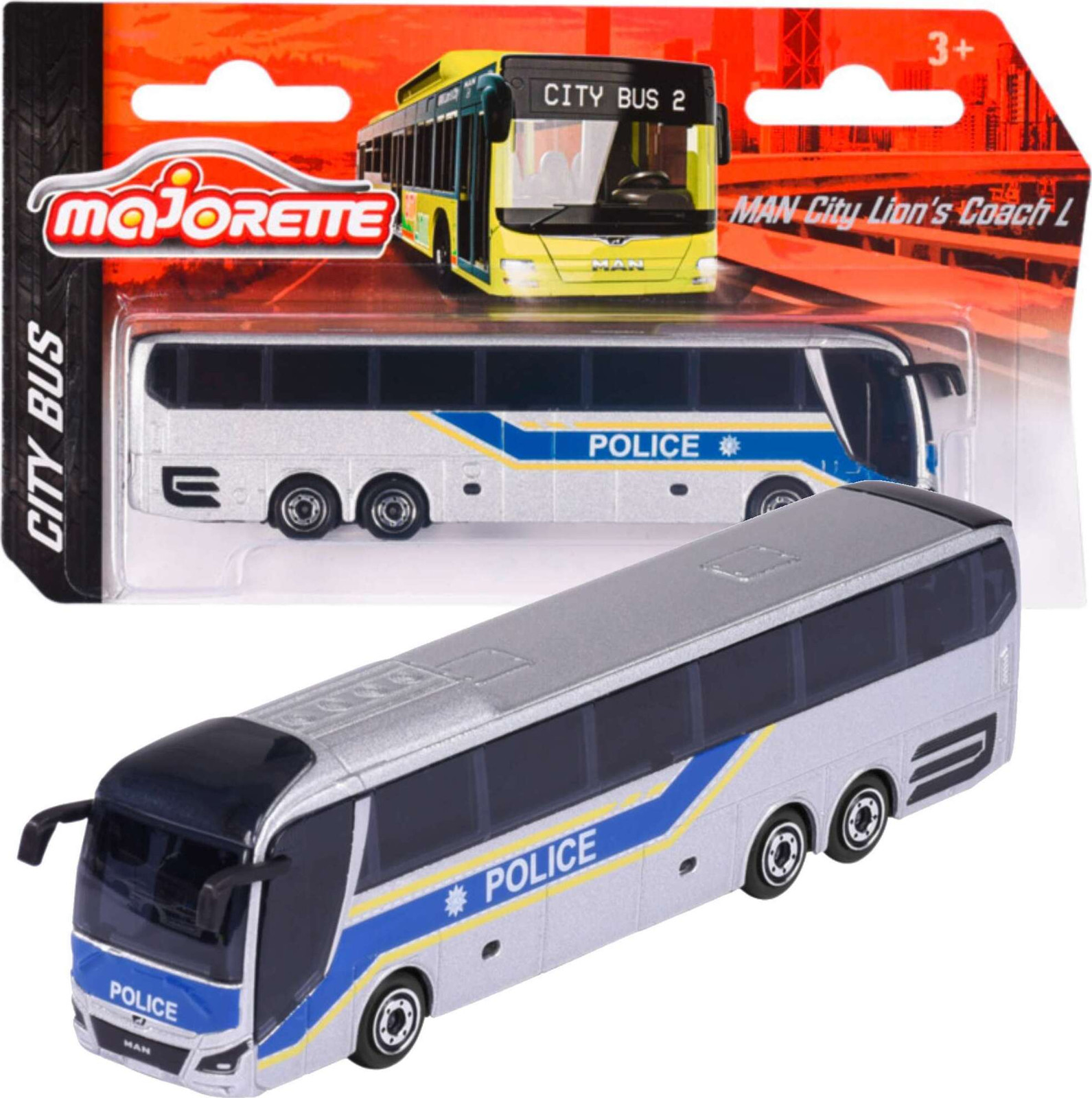 Majorette MAN Lion's City C Politiebuss, Grijs