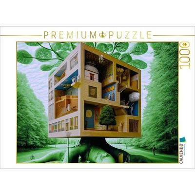 CALVENDO Puzzle Haus im Blattwerk | 1000 Teile Lege-Größe 64x48cm Foto-Puzzle für glückliche Stunden