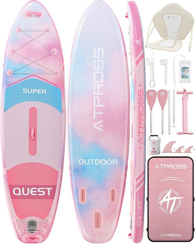 Stand Up Paddling Board mit Zubehör Set, 320x84CM Extra Breit SUP Board für 2 Personen, 200kg Tragkraft, Rutschfestes Stand Up Paddle zum Surfen