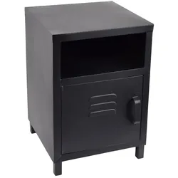 LOFT42 Mira Industrieller Nachttisch - Metall - Schwarz - 51x35x35