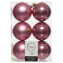 Christmas Decorations Weihnachtskugeln 8cm Kunststoff Christbaumkugeln Plastik bruchsicher altrosa