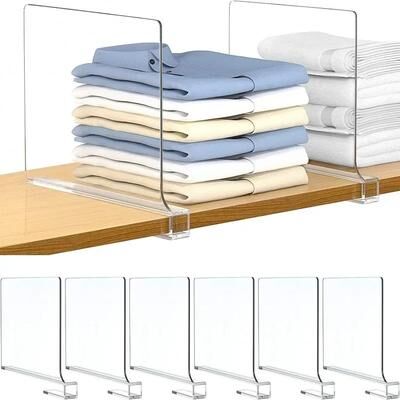 Inspire Select Transparent Closet Shelf Divider Clear Wardrobe Organizer Baffle For Clothes, Cabinets & Bookcases 2 Pcs