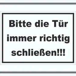HB-Druck Aufkleber Bitte die Tür immer richtig schwarz-weiss A1 (594x841mm)