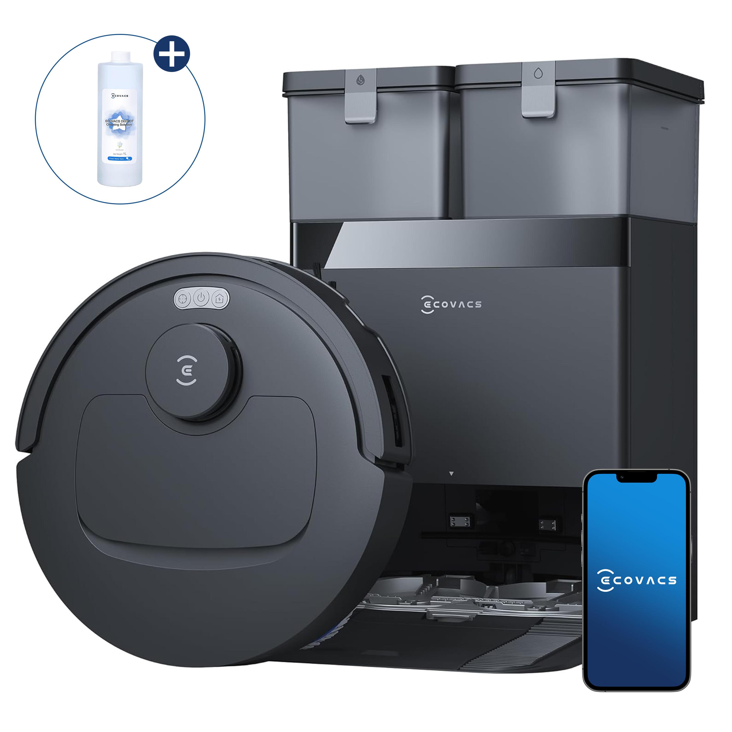ECOVACS DEEBOT T30e Omni Staubsauger Roboter, 25000Pa Saugroboter mit Wischfunktion Wischroboter Schwarz