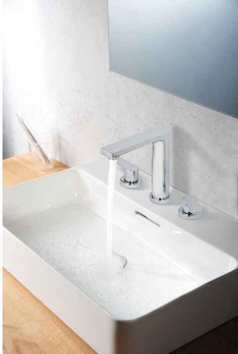Kludi Zenta SL Dreiloch Waschtischarmatur 483930565 fester Auslauf, chrom