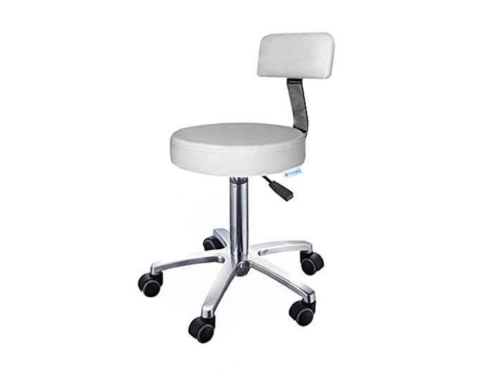 Edelweiss Beauty White Hocker höhenverstellbar gepolstert PU Anti-Stain (Weiß)