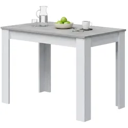 Dmora Fester Tisch Lowell, Esszimmertisch, Moderner Konsolentisch für Wohnzimmer oder Küche, 109x67x78 cm, Weiß und Zement