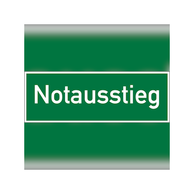 Rettungszeichen, Wortschild Notausstieg - 300x105x1.5 mm Kunststoff nachleuchtend