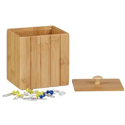 Relaxdays 2 x Aufbewahrungsbox mit Deckel Hellbraun
