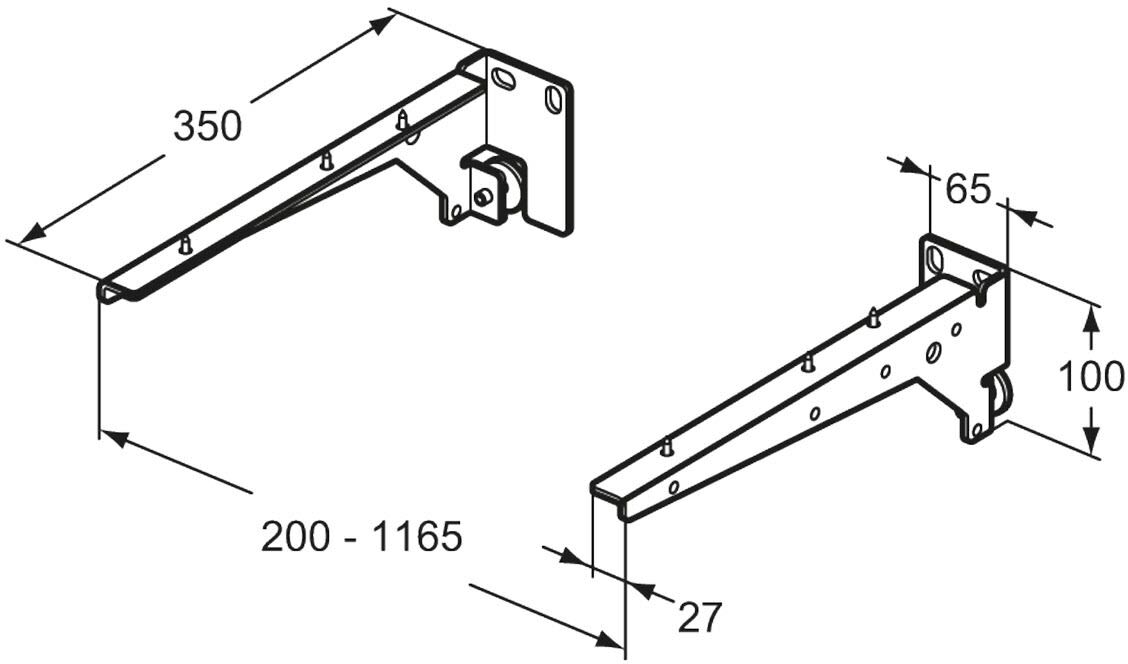 Ideal Standard life Konsolenbefestigung für Waschtischplatten, Badmöbel, T6828NU, neutral - neutral