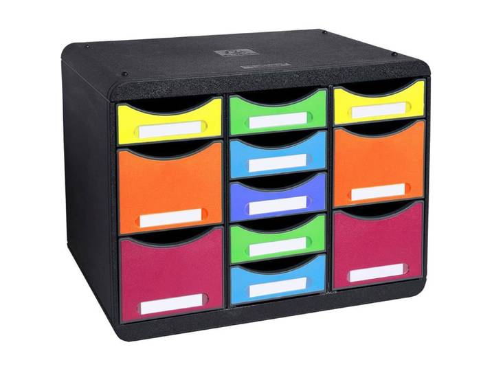 Caisson de bureau - EXACOMPTA - STORE-BOX 11 Tiroirs Arlequin - 11 tiroirs - Superposable - Recyclable