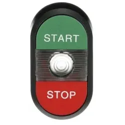 ABB MPD4-11C Doppeldrucktaster, Tasten - oben grün: START - unten flach: rot STOP - Mitte: farblos 1SFA611133R1108