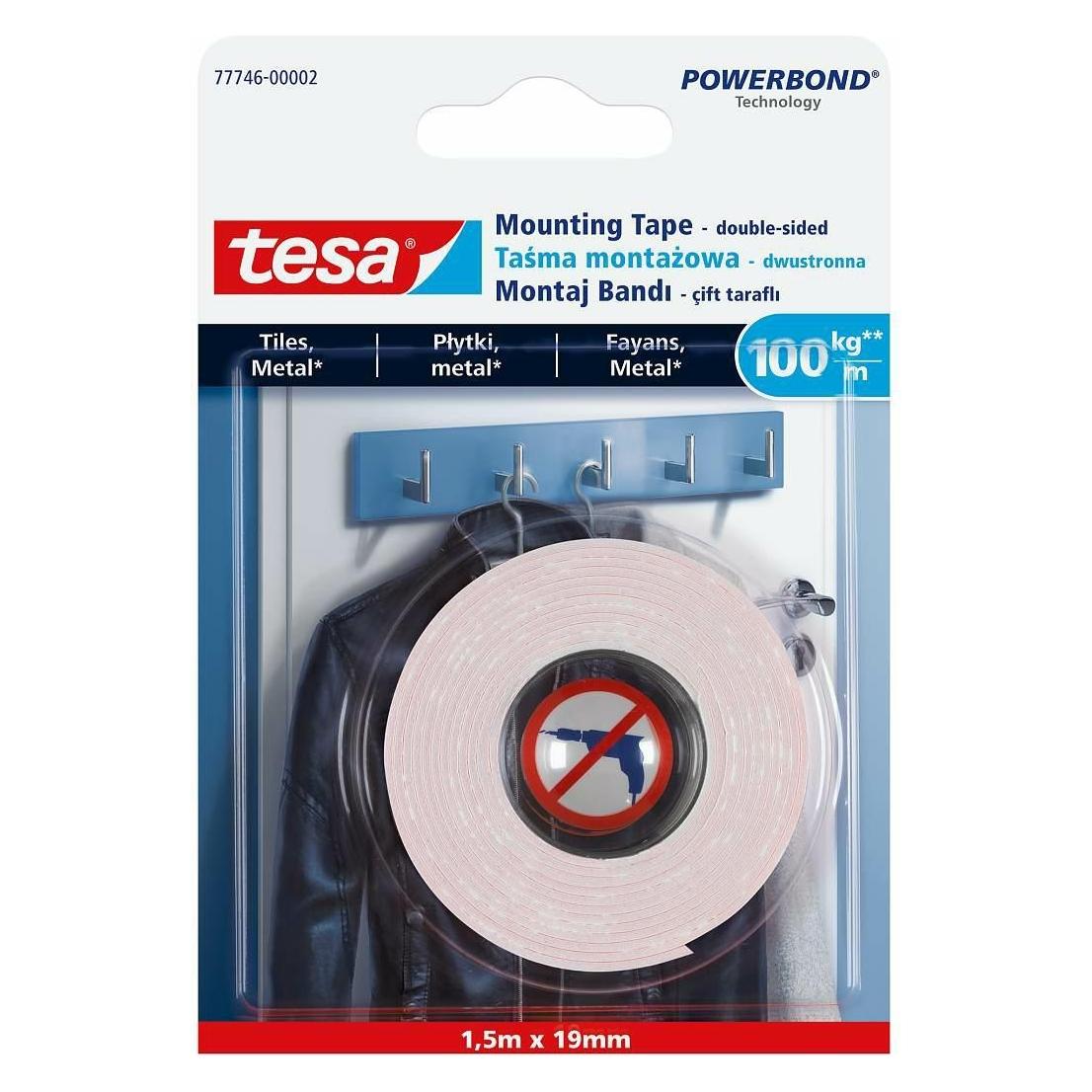 tesa Extrem starke beidseitige Befestigungsband Powerbond Ultra Strong, 19 mm x 5 m (19 mm) (H7774702)
