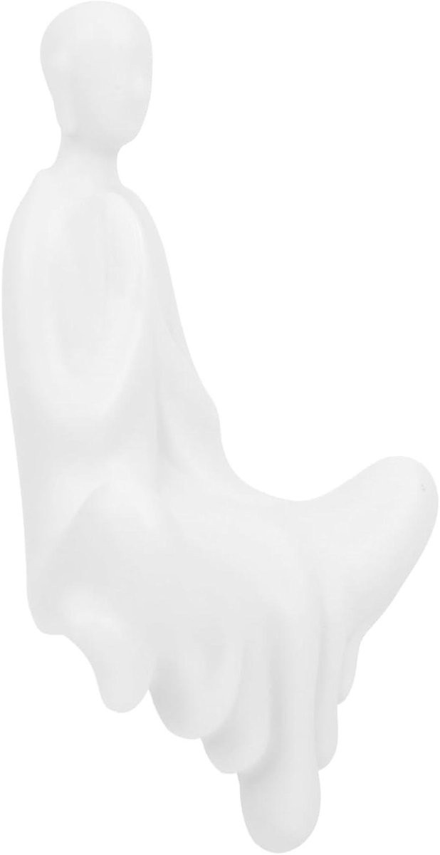 Wit Keramisch Boeddhabeeld Ornament Monnik Beeldje voor Zen Decoratie 5 x 3,5 cm