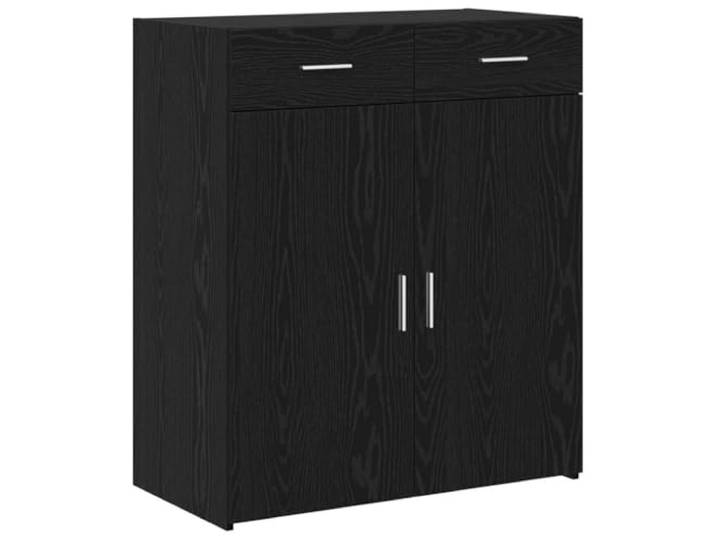 Roanoer Sideboard Schwarz Eichen-Optik 80x42,5x93,5 cm Türen & Schublade Stabiler Kommodenschrank für Wohnzimmer, Büro und Schlafzimmer mit großem Innenraum sowie praktischer Raumaufteilung.