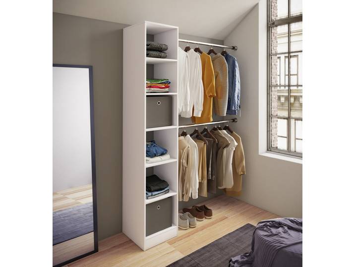 Meuble d’entrée Dacho H 194 cm 38 x 194 x 40cm Blanc/Blanc