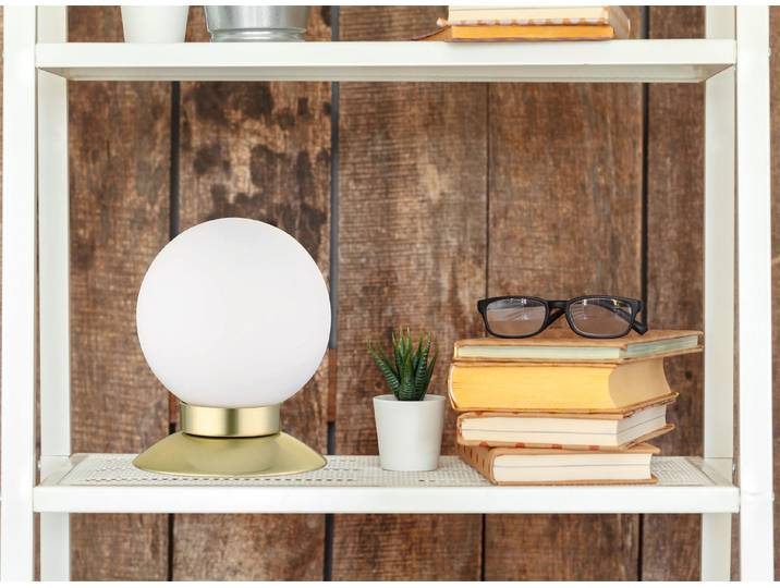 Trio Leuchten - Modern Design Tischleuchte I Tischlampe I Lampe I Leuchte Gold I Messing dimmbar inkl. LED - Majestic Touch-funktion Dimmer I Dimmbar I Wohnzimmer I Schlafzimmer I Nachttischleuchte -