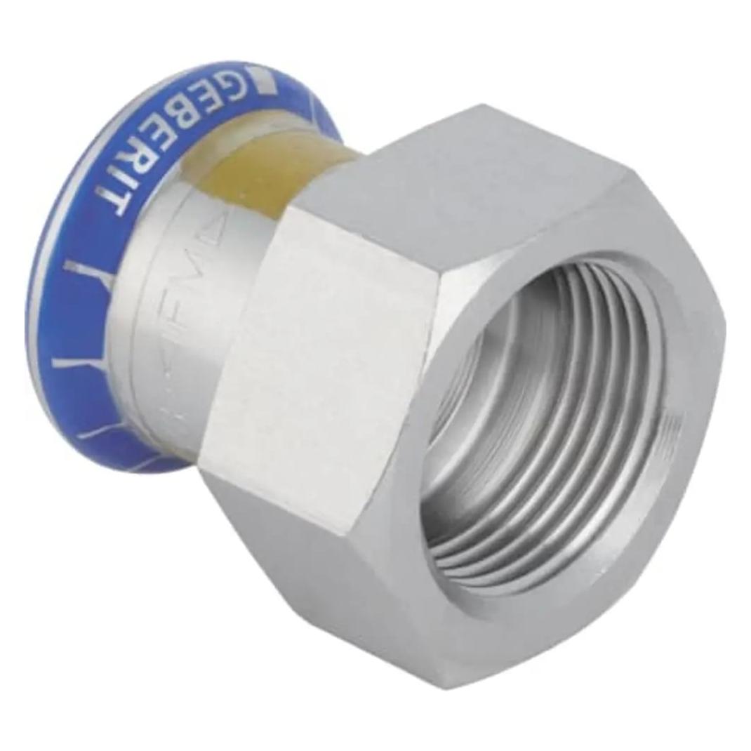 Geberit Mapress Edelstahl Übergang mit Innengewinde (Gas), DN 40, dø 42 mm (34091)