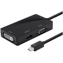 DLH Mini Displayport To Hdmi/Dvi/Vga (DVI, HDMI, VGA, 12 cm), Data + Video Adapter, Schwarz