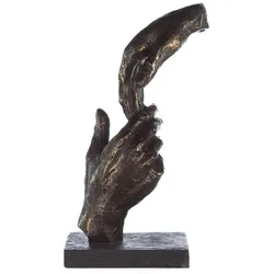 Casablanca by Gilde, Deko Figuren + Skulpturen, Two Hands Skulptur bronzefarbene Hände grauer Basis mit Spruchanhänger