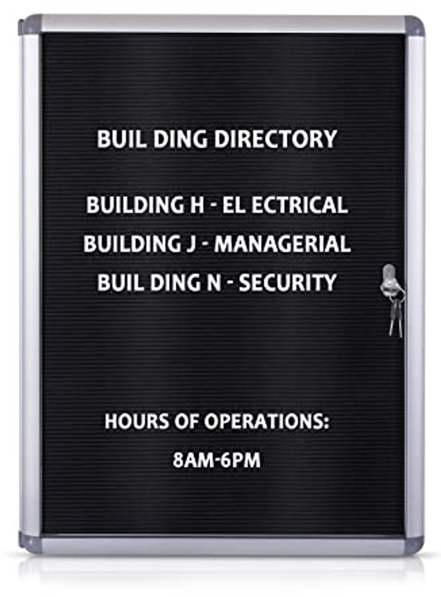 Letter Board Sign met Vergrendeldeur en Zwart Vilt, Aluminium Frame, Breedte: 66 cm, Hoogte: 51 cm
