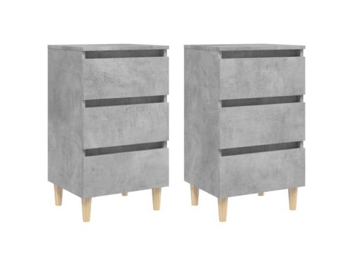 fsahslih Nachttisch 2er Set Betongrau 40x35x69 cm mit 3 Schubladen Stilvolles Nachttisch-Set fürs Schlafzimmer im skandinavischen Design. Stabile Beine aus Eukalyptusholz und 3 Schubladen.
