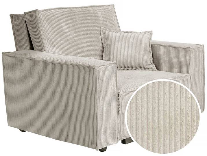 Fauteuil convertible en velours côtelé Clivia - Gris