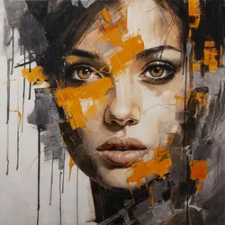 Gemälde BROWN EYE GIRL (BHT 100x100x3,70 cm) - bunt - BHT 100x100x3,70 cm