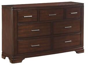 Benjara Hudy 56 Inch Dresser with 7 Drawers, Cherry Brown Birch Veneer